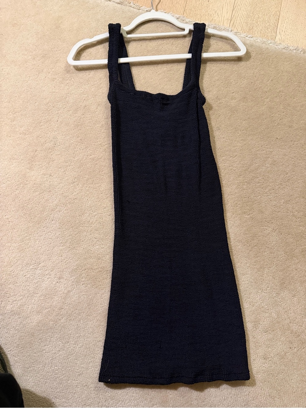 Hunza G Classic Black Ribbed Tank Dress - Women